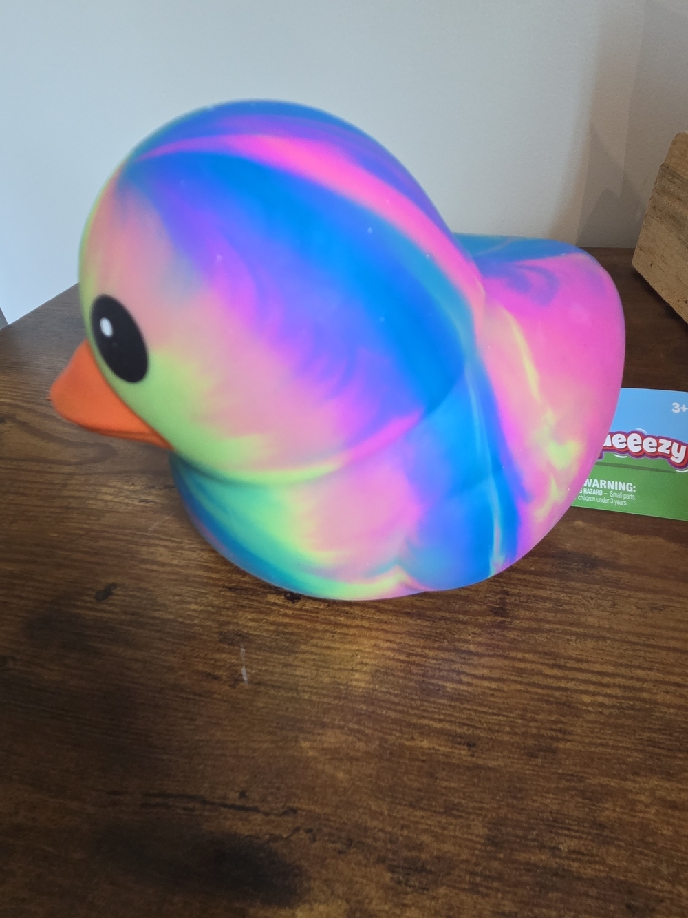 8Squishy Duck Rainbow Tie-Dye Large Rubber Duck Toy - Multicolor
